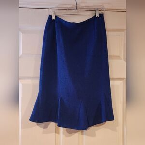 Plaza South Petites stretchy blue textured lined dress skirt  12P